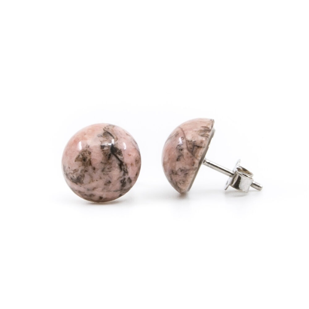 Ohrstecker Rhodonit 12 mm – Bild 2
