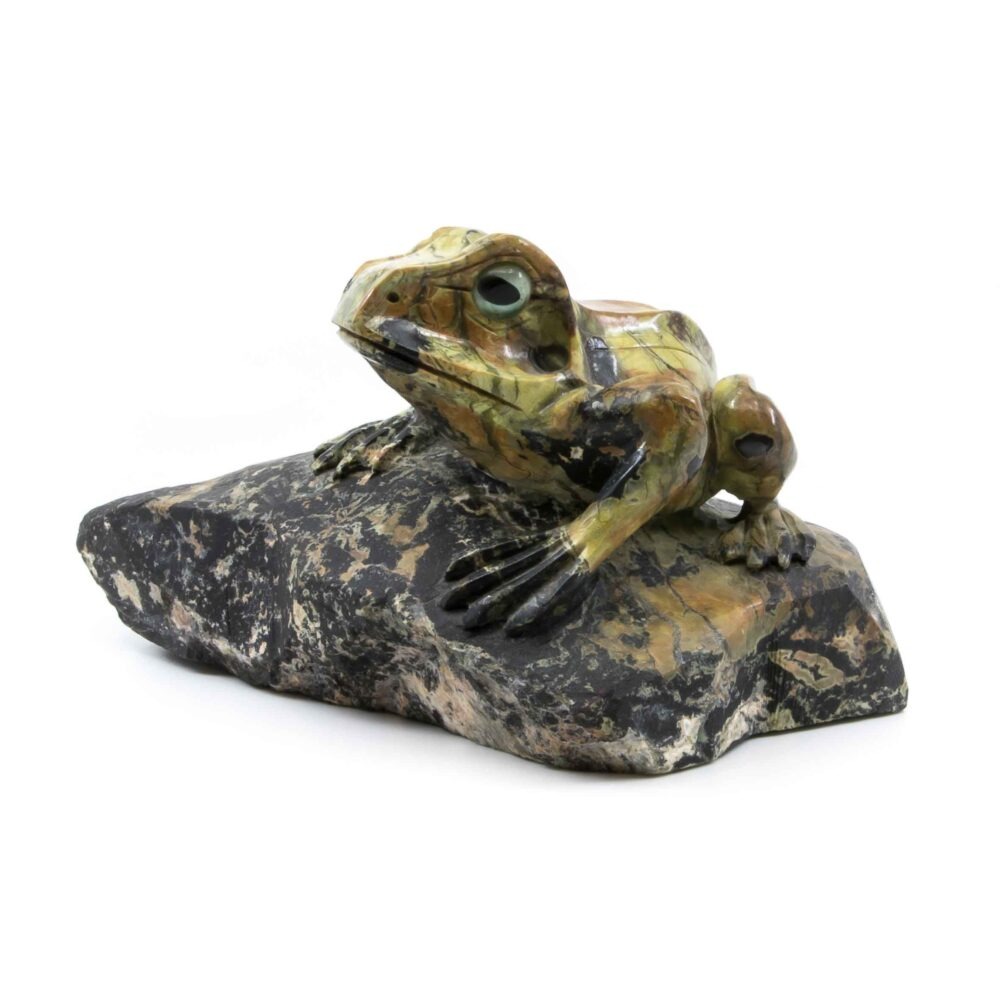 Tierfiguren, Frosch aus Serpentin,