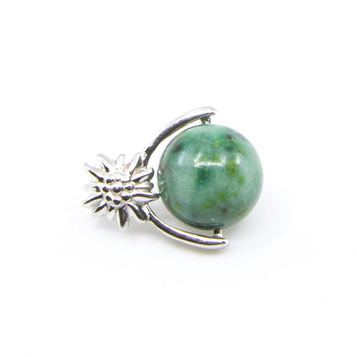 Kugelanhänger Allalin-Gabbro 10mm mit Edelweiss