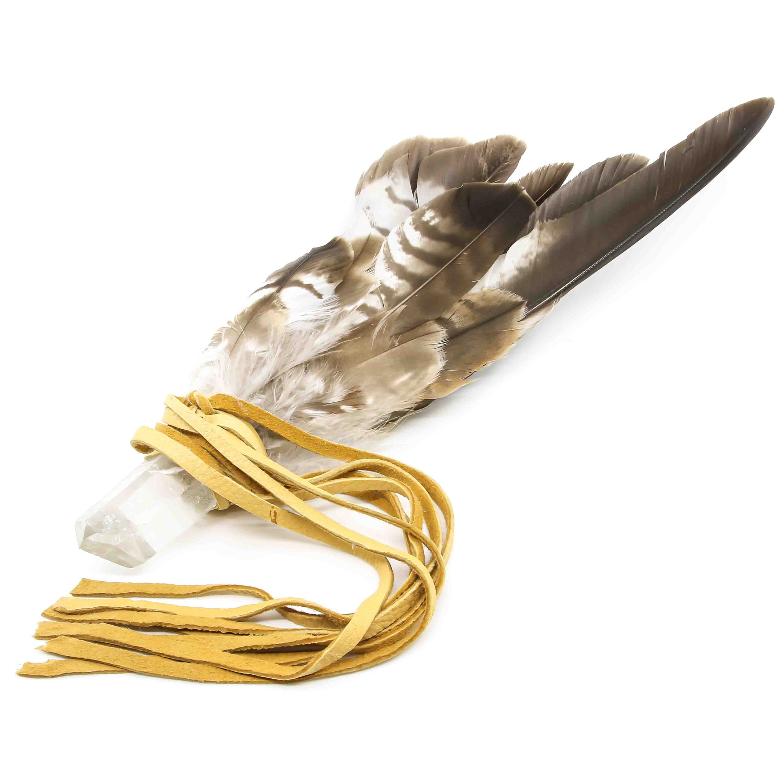 Räucherfächer mit Kristall und Bussardfedern – Bild 2