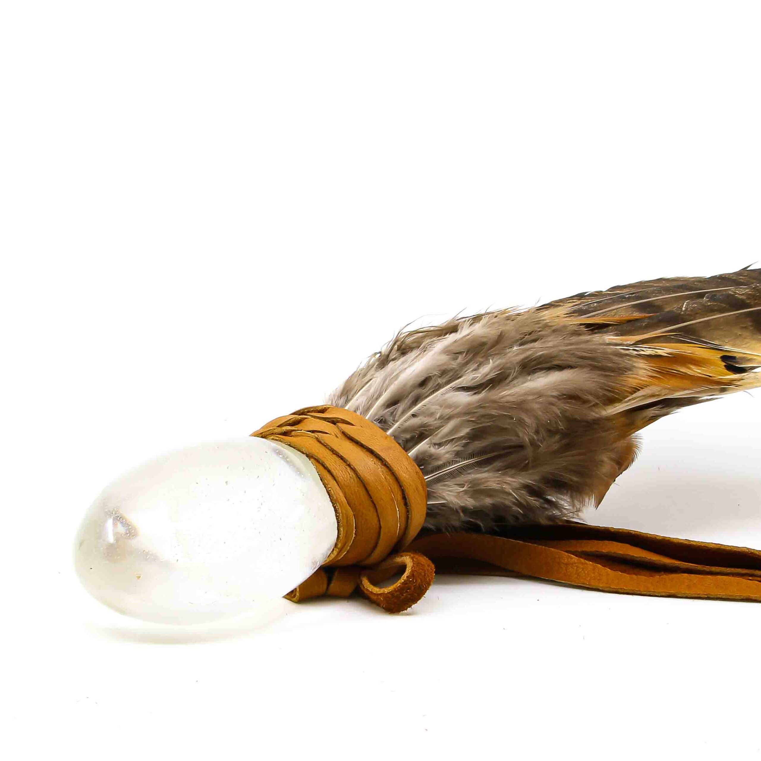 Räucherfächer mit Kristall und Uhufedern – Bild 3
