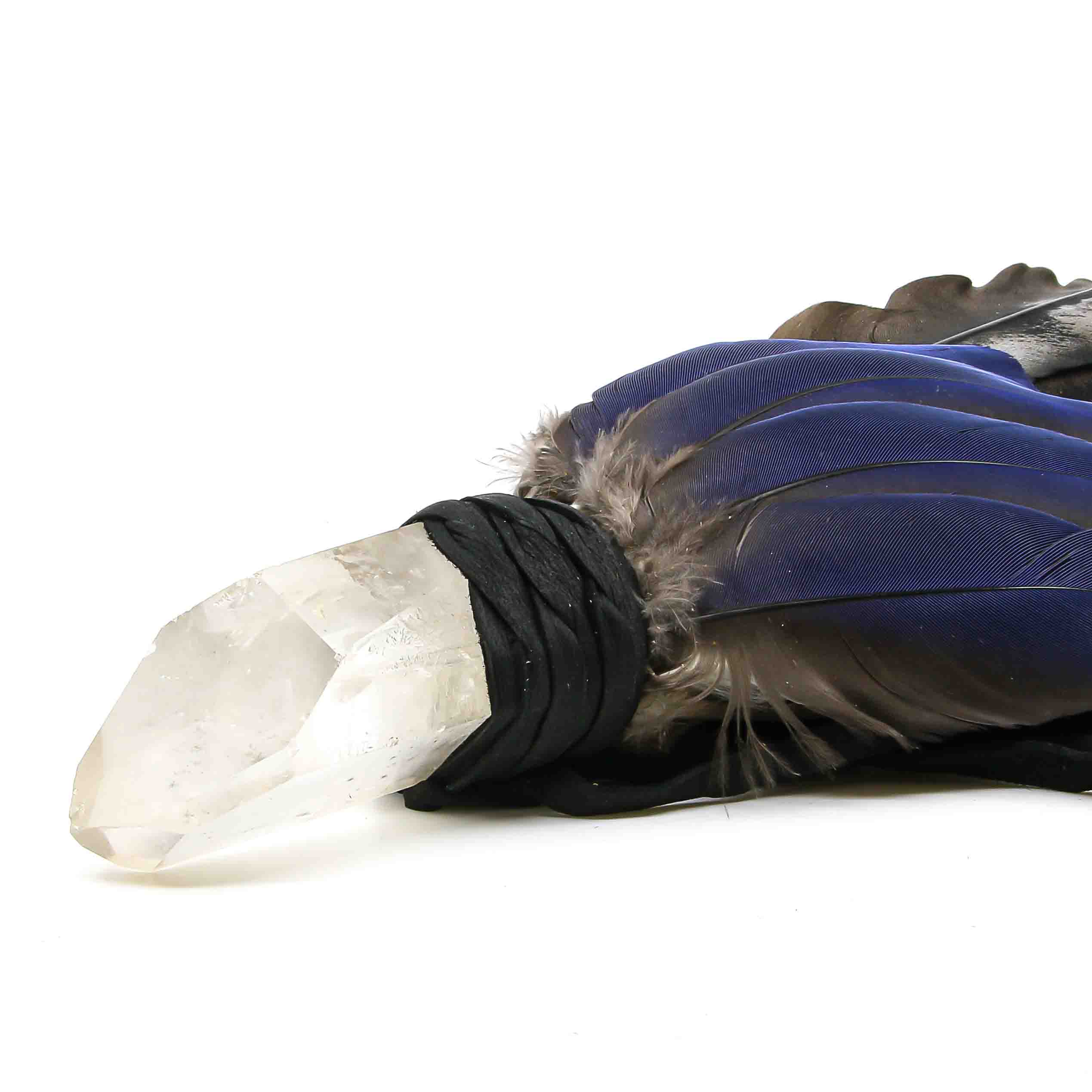 Räucherfächer mit Kristall und Storchen- und Arafedern – Bild 3