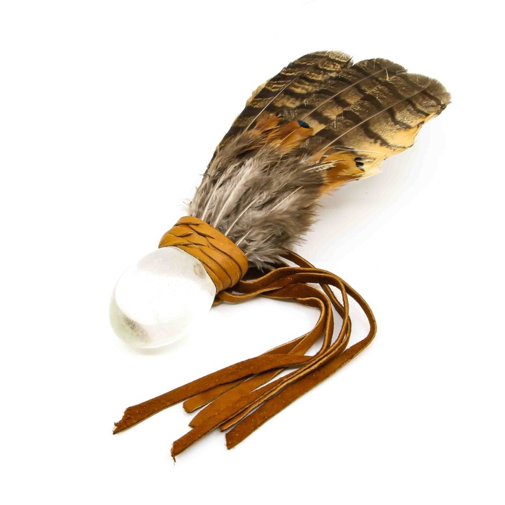 Räucherfächer mit Kristall und Uhufedern