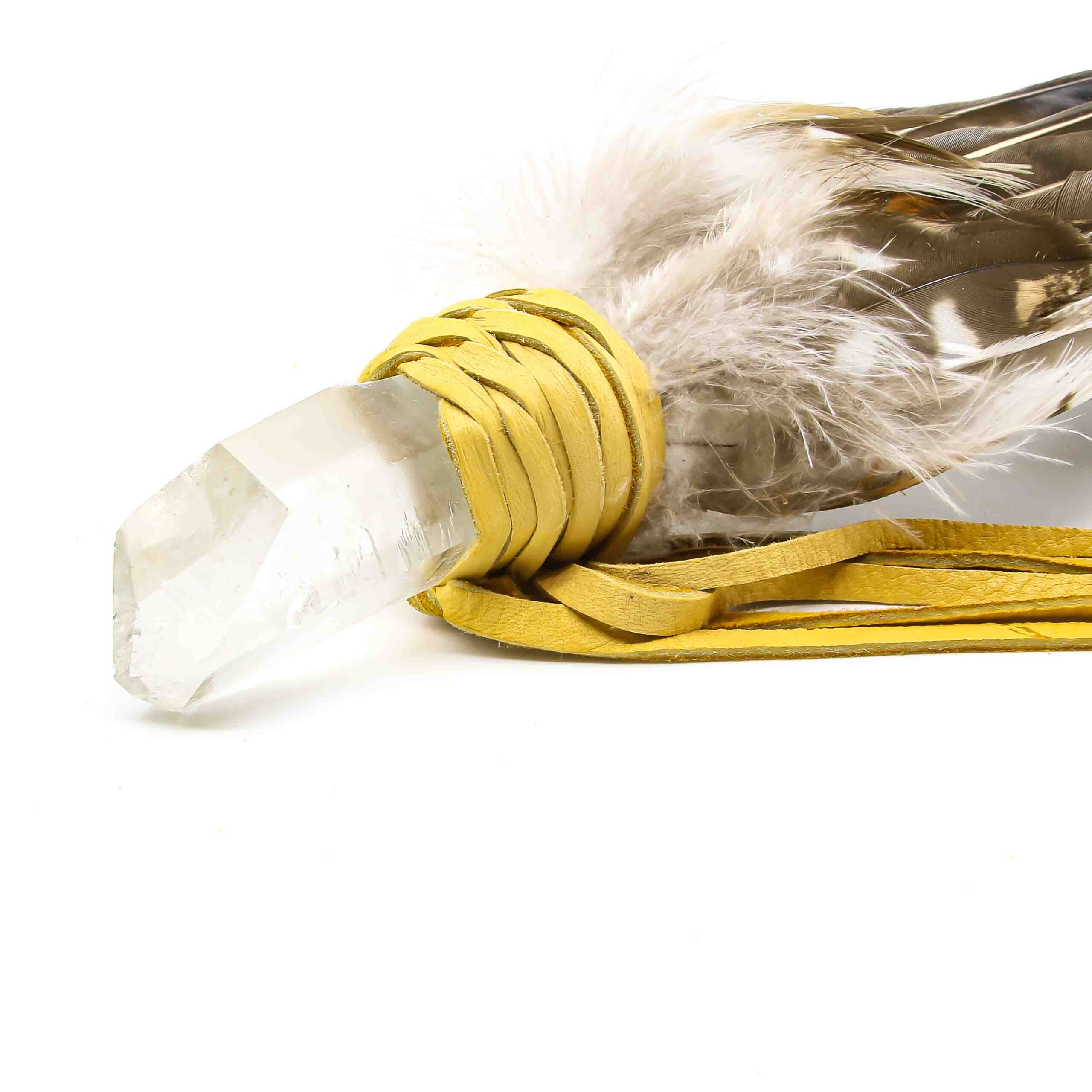 Räucherfächer mit Kristall und Bussardfedern – Bild 3