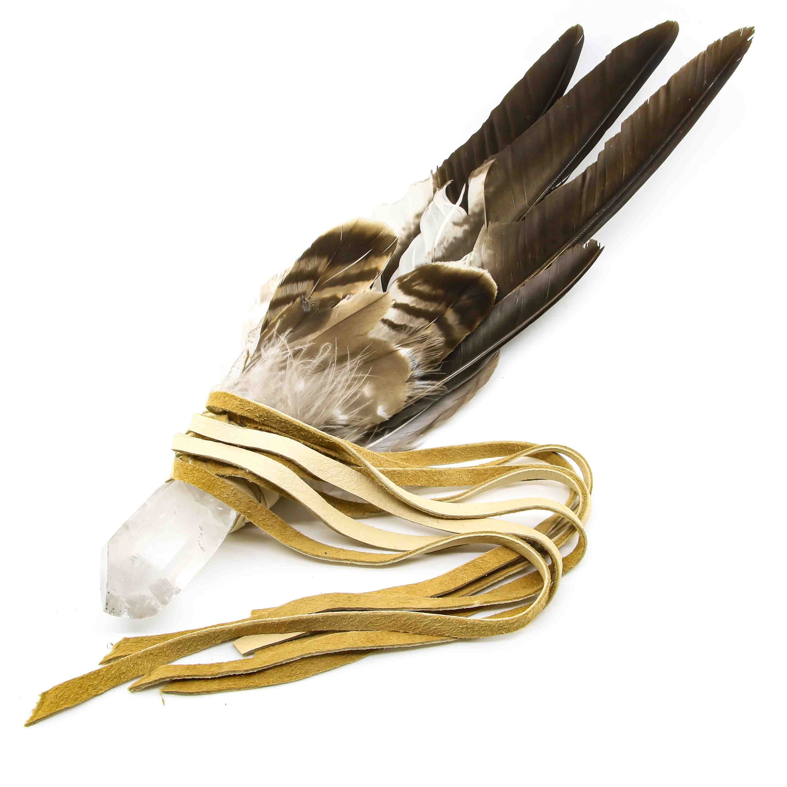 Räucherfächer mit Kristall und Bussardfedern – Bild 2