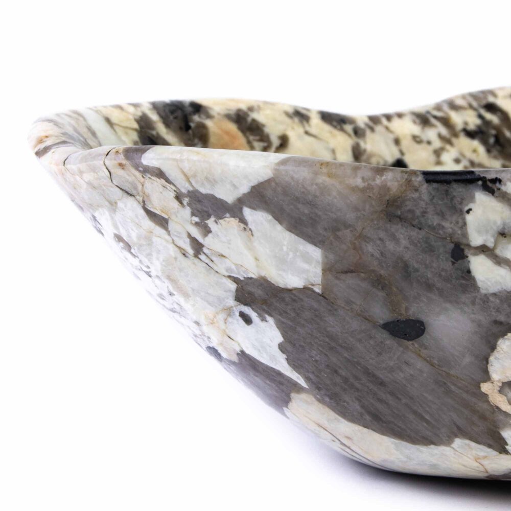 Stein Schale Pegmatit Rauchquarz Turmalin Feldspat – Bild 4