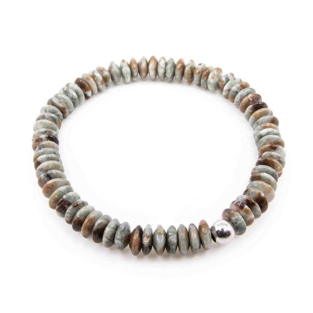 Granat in Diopsiddels Stein aus dem Bergell Armband Linsenform