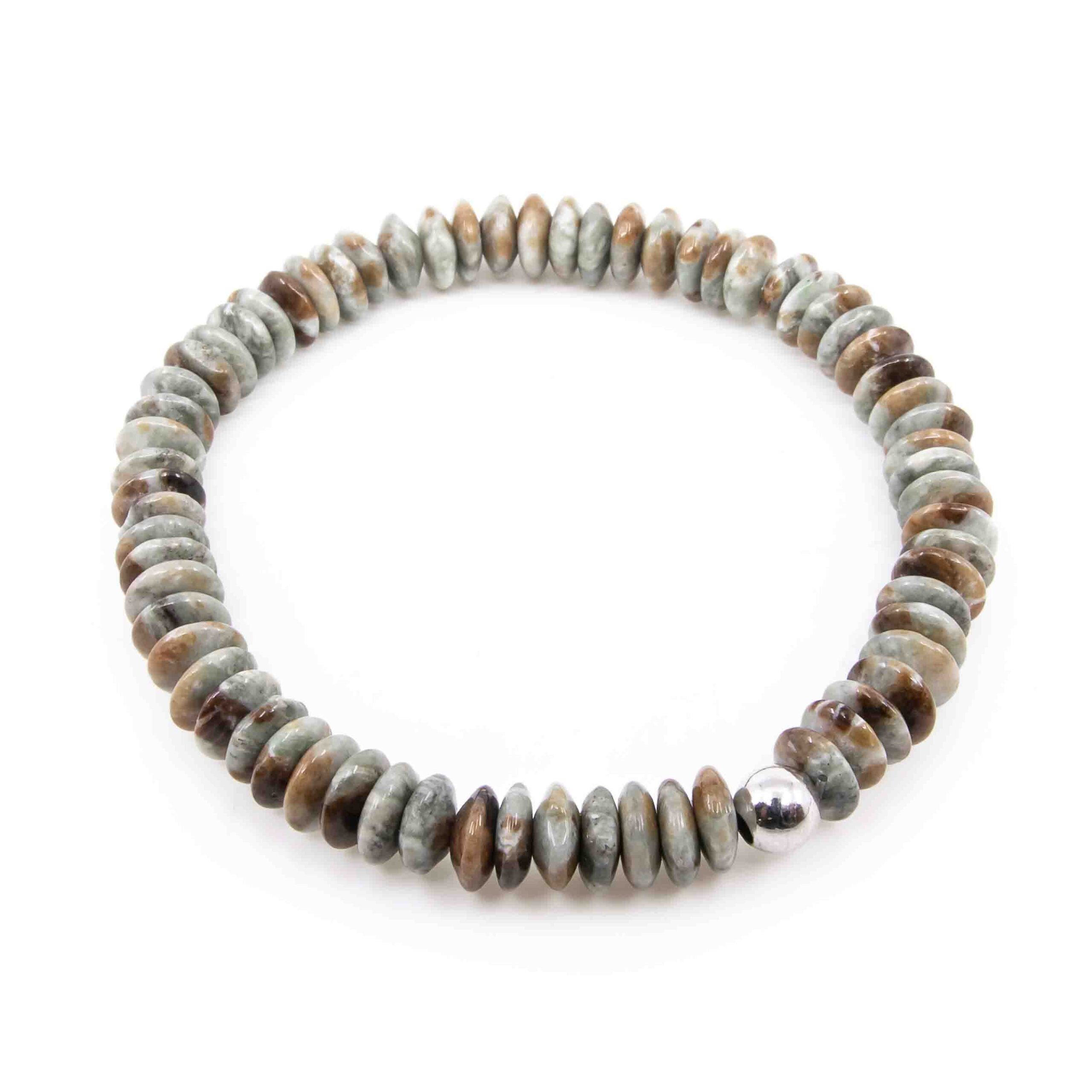 Granat in Diopsiddels Stein aus dem Bergell Armband Linsenform